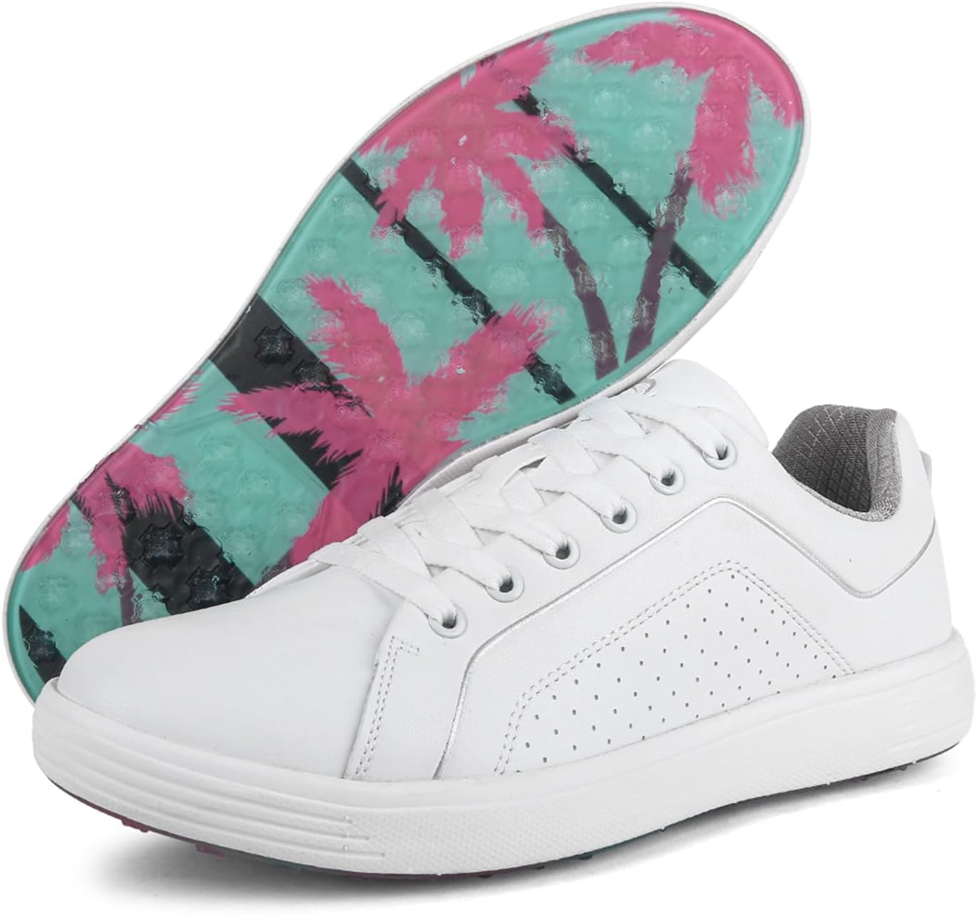 

Мужские гольф-туфли без шипов Профессиональная обувь для гольфа Роскошная обувь для прогулок для гольфистов на открытом воздухе Zakey, белый