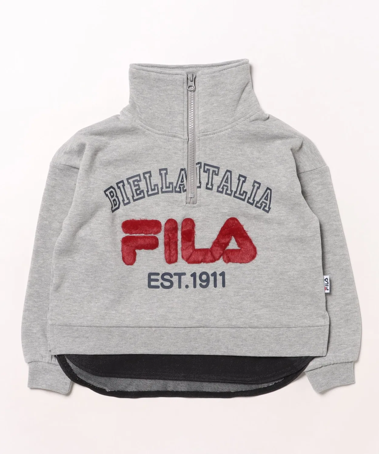 Худи FILA полузастежка-молния для детей, серый меланж