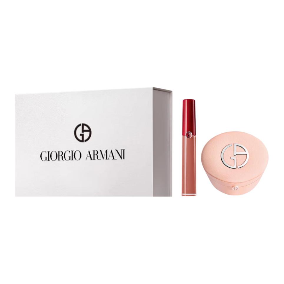 GIORGIO ARMANI AMANI Lambskin Air Cushion + Red Tube блеск для губ набор макияжа для сияния кожи 15г + 6,5мл — фото 3