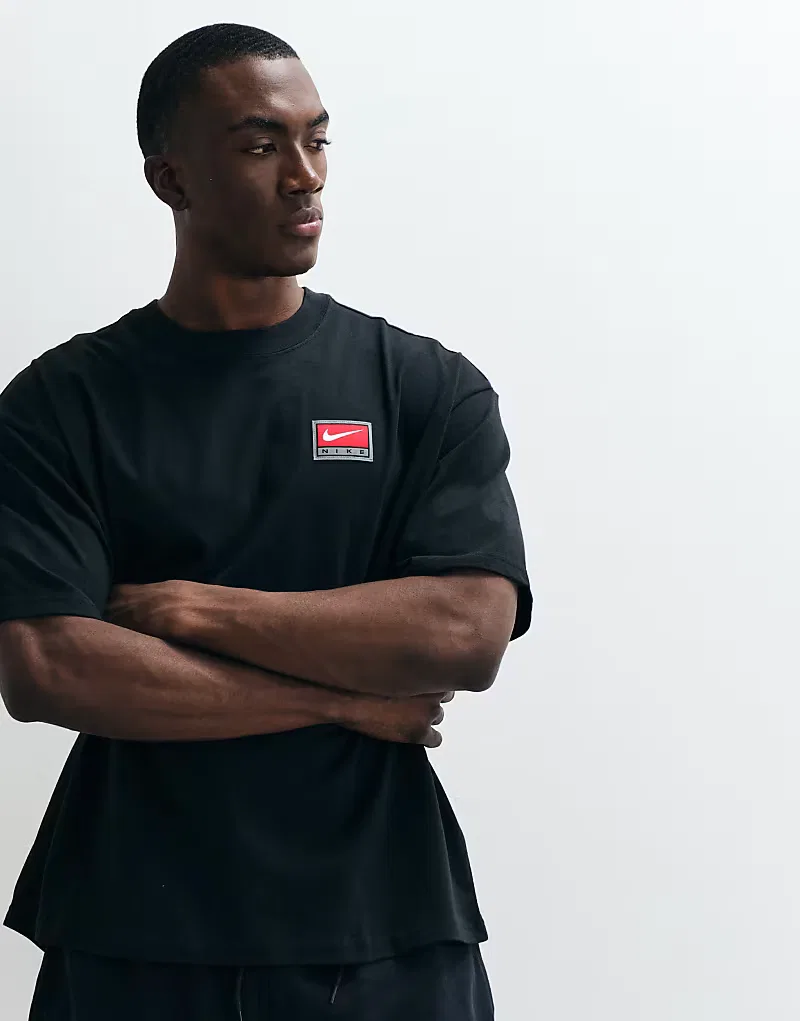 Футболка Nike Retro Logo свободного кроя оверсайз, черный — фото 4