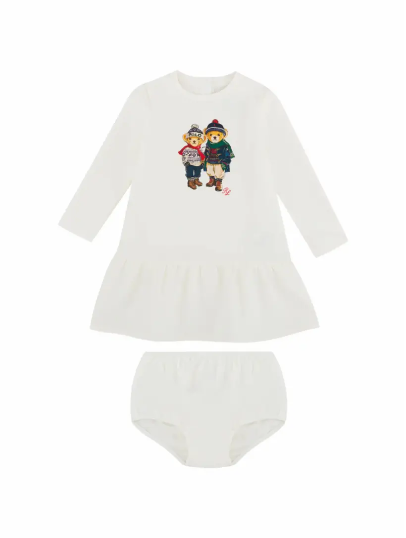 

Хлопковое платье Polo Bear Ralph Lauren, белый