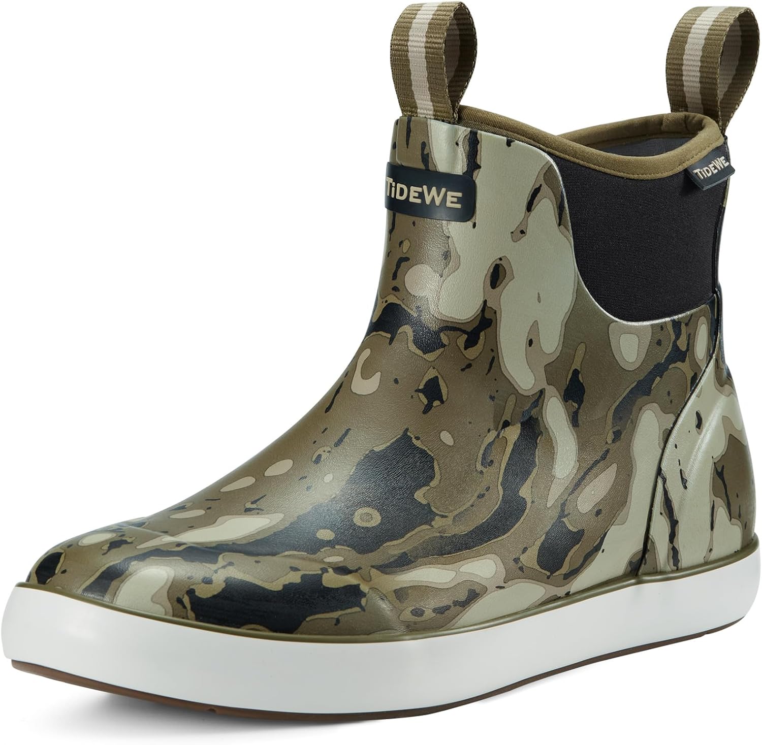 

Ботинки TIDEWE для мужчин, водонепроницаемые рыбацкие ботинки, слипоны из неопрена и резины до щиколотки для дождливой погоды и лодочных прогулок (черно-оранжевые, светло-серые и серо-коричневые, размеры 7-14)