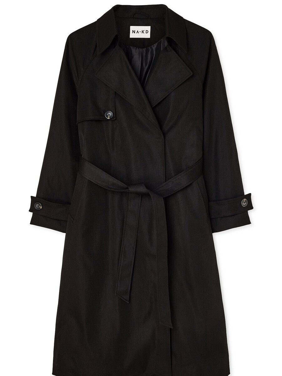 

Тренч NA-KD Between-Seasons Coat, черный