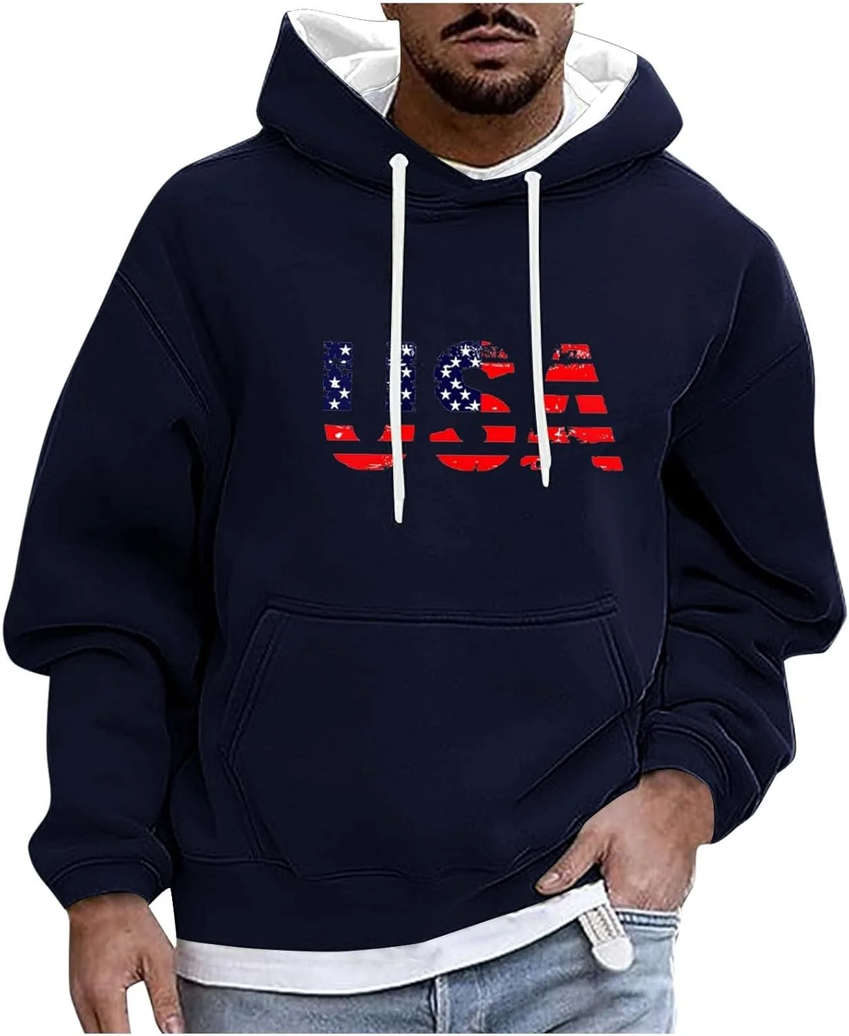 

Толстовка с капюшоном Big and Tall для мужчин, с принтом и карманами