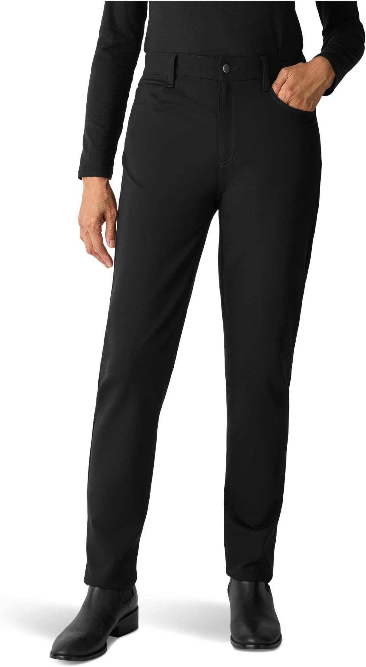 

Женские моющиеся джинсы Flex Ponte с высокой талией и зауженными краями полной длины Eileen Fisher, Black