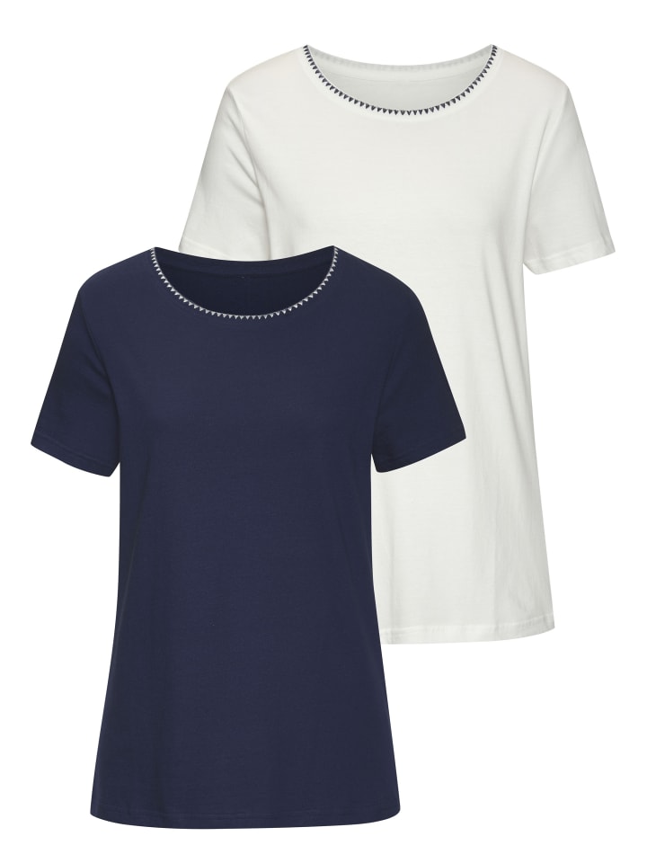 

Футболка синего и кремового цветов Vivance, Синий, Футболка синего и кремового цветов Vivance