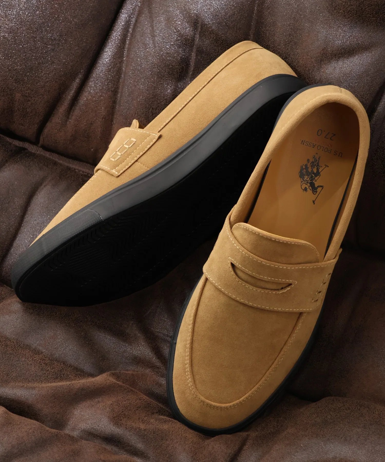 Мужские мокасины U.S. POLO ASSN. с тисненым логотипом из искусственной замши — фото 3