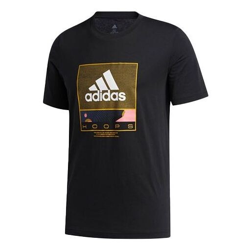 

Футболка basketball sports round neck short sleeve black Adidas, черный