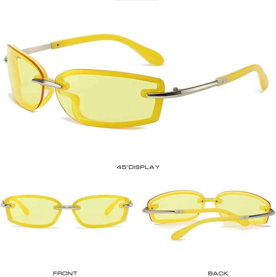 

Солнцезащитные очки без оправы конфетных цветов с металлическими дужками, женские солнцезащитные очки с защитой от УФ-излучения, аксессуары для очков HYYZZC, C2