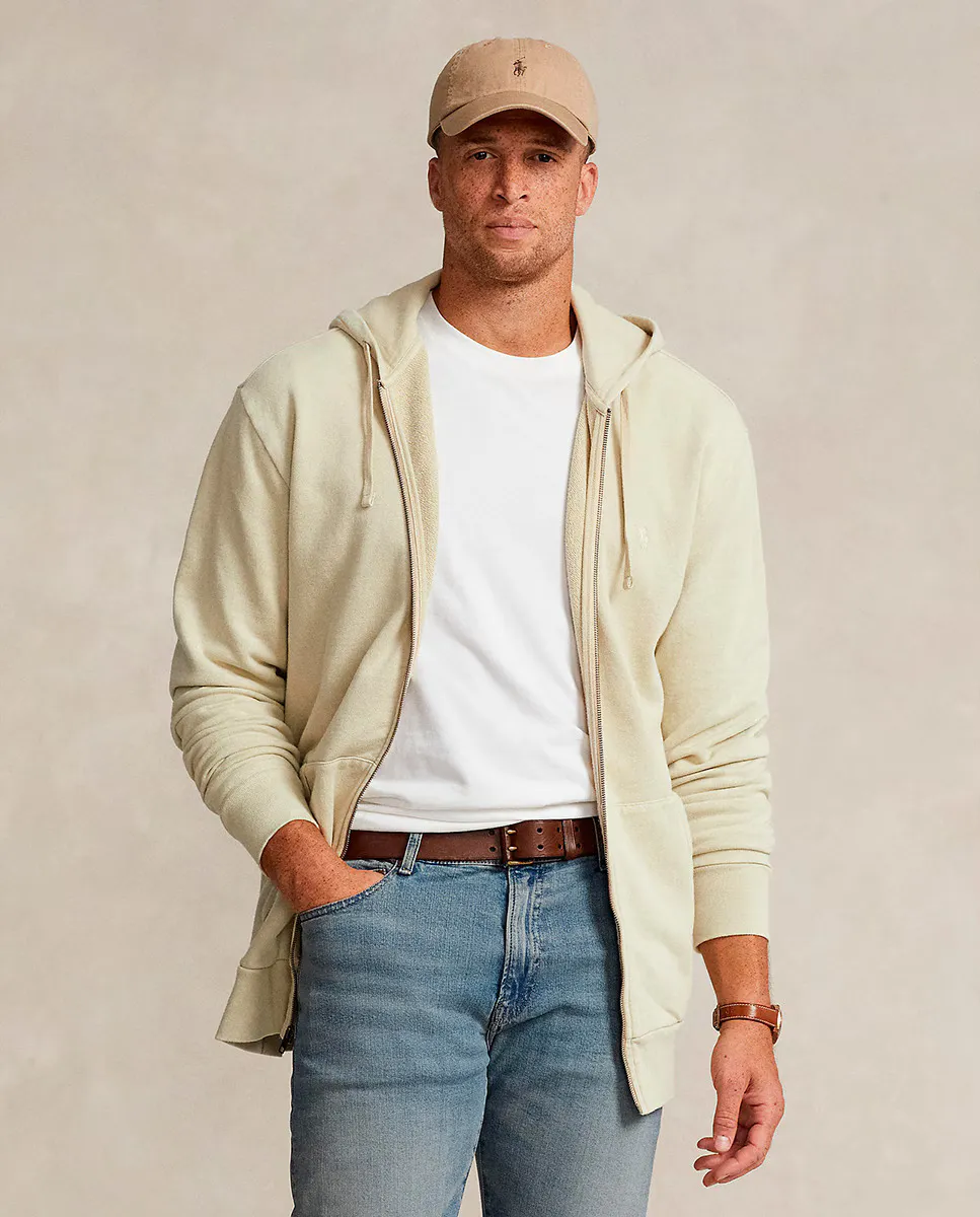 

Мужская толстовка на молнии и капюшоне больших размеров Polo Ralph Lauren, бежевый