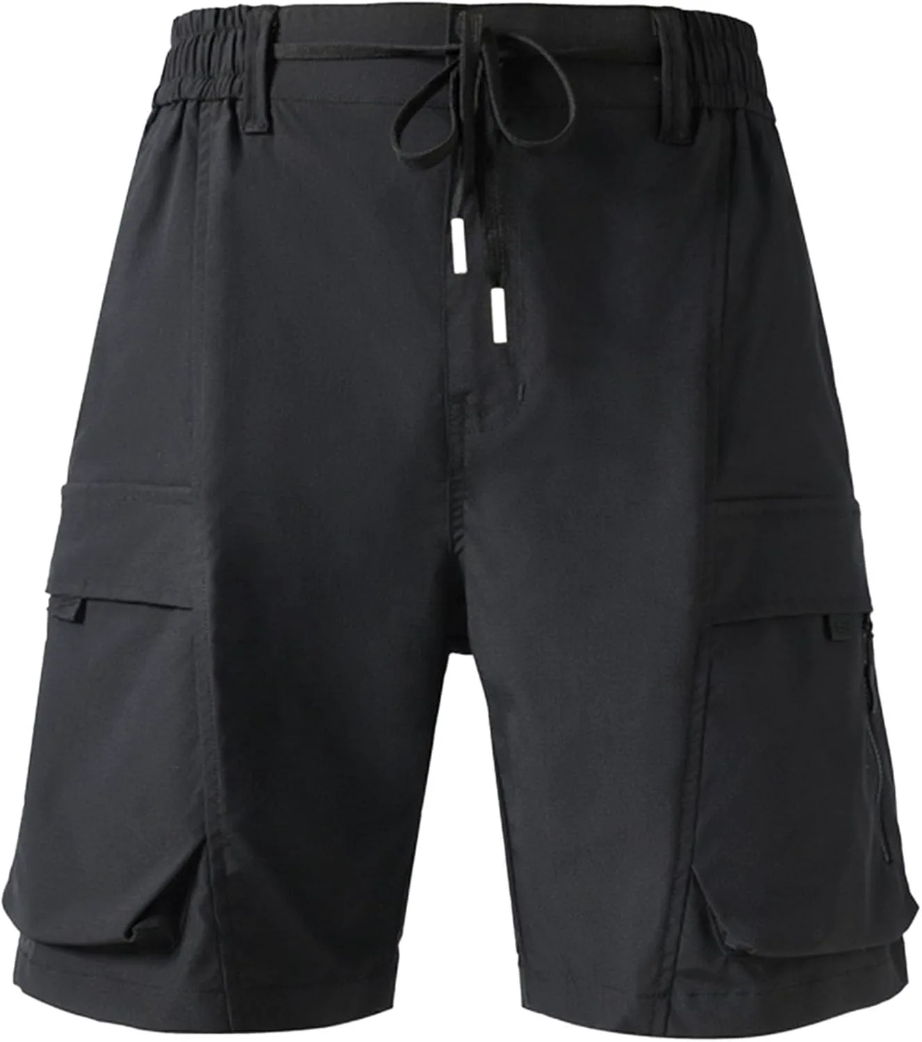 Mens Casual Shorts Lightweight Breathable Loose Fit with Drawstring Pockets for Summer Outdoor Walking Travel Generic, черный — фото 2