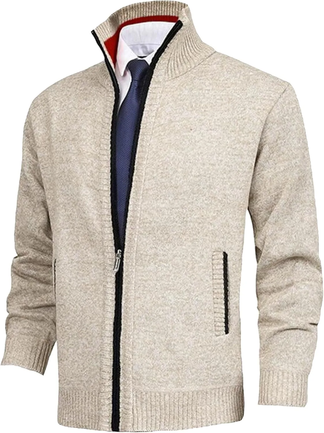 Мужской кардиган с воротником стойкой slim fit