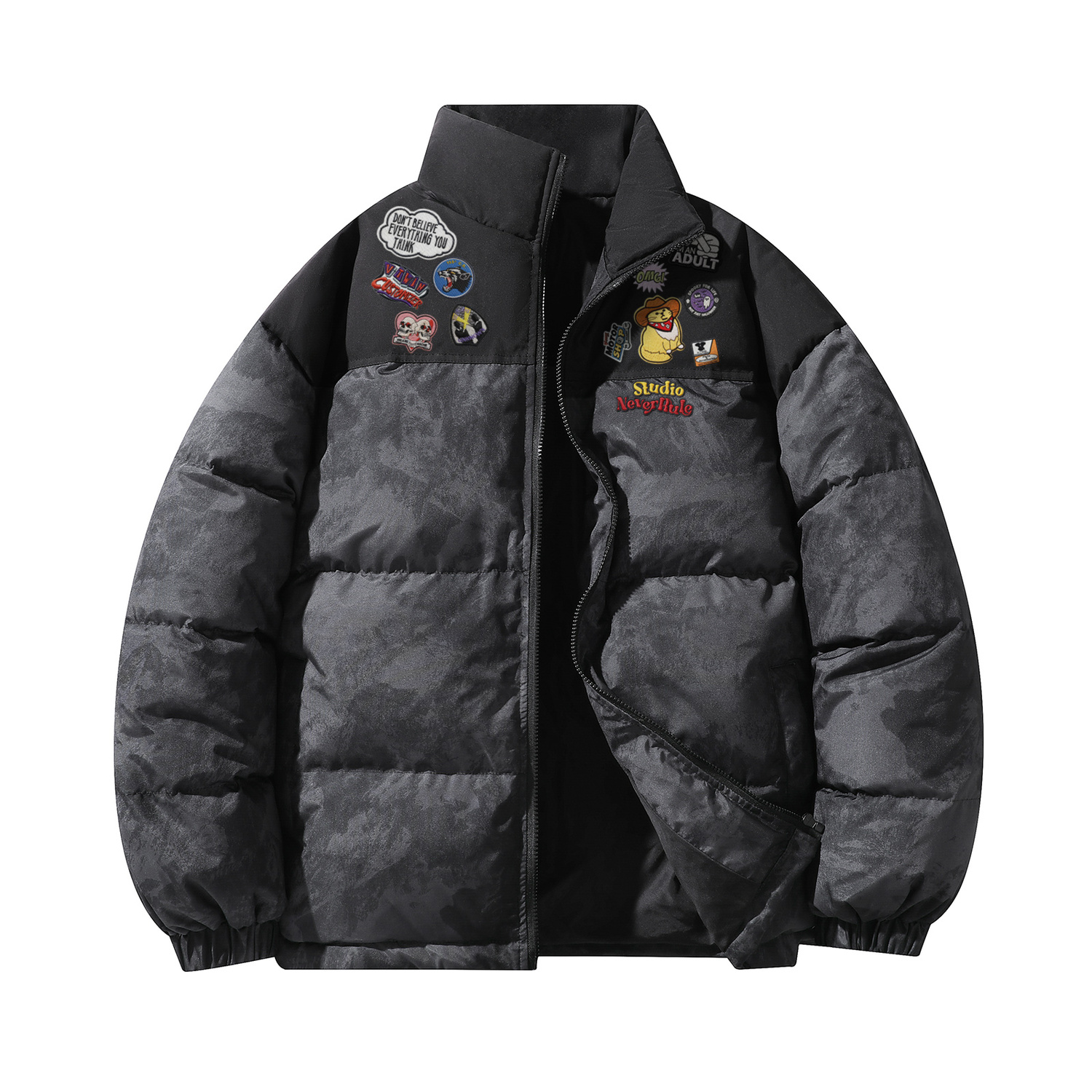 

Пуховик Unisex Stand Collar Thickened Others NEVER RULE, темно-серый