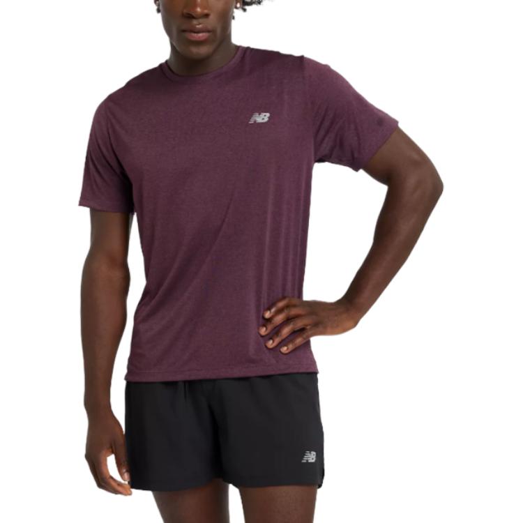 

New Balance Футболка мужская сливово-коричневая, Коричневый, New Balance Футболка мужская сливово-коричневая