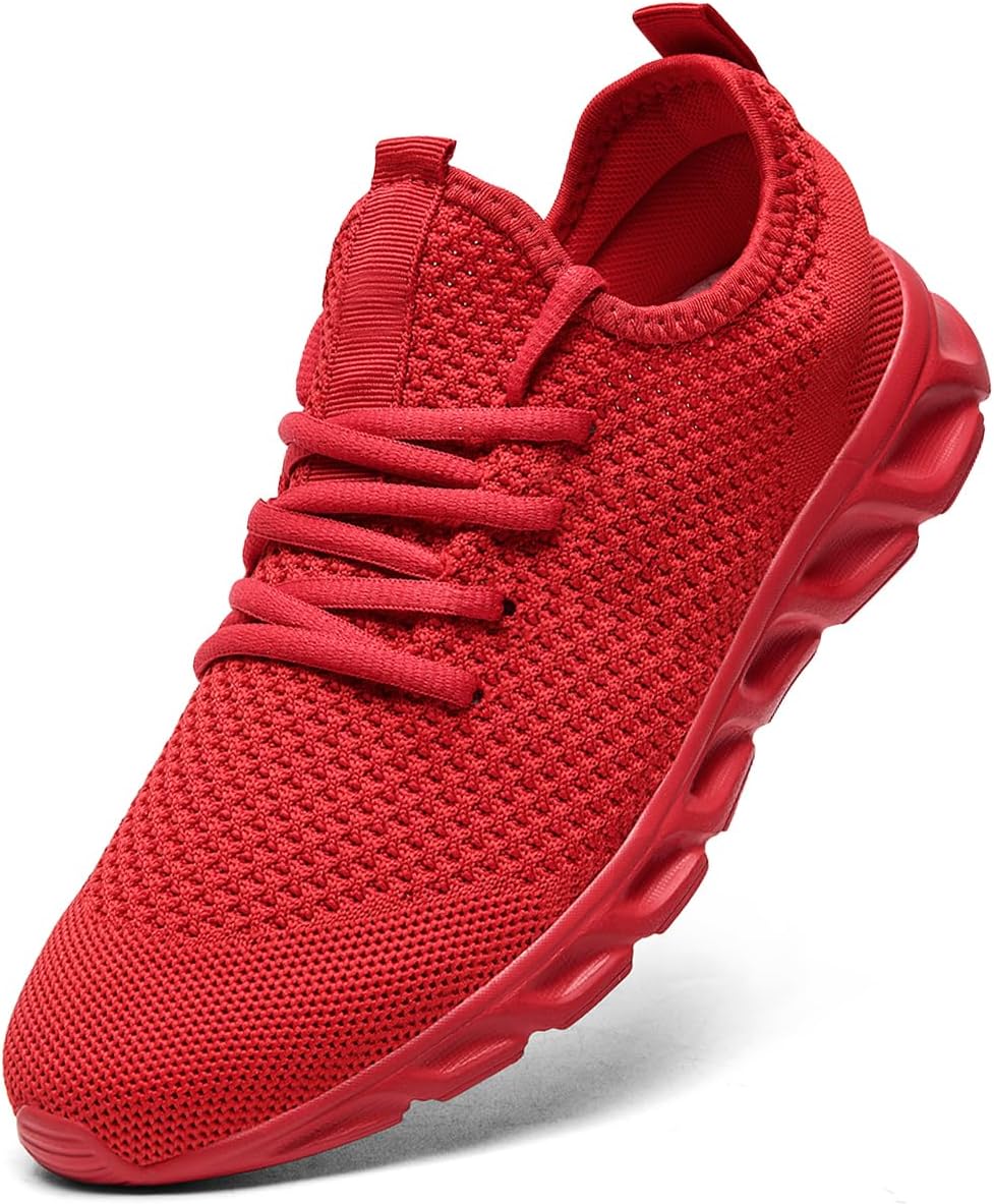 

Мужские беговые кроссовки с легким надеванием, комфортные для ходьбы, тенниса, дышащие, противоскользящие, для спорта, тренажерного зала, кросс-тренинга, модные кеды Yosfdc, красный