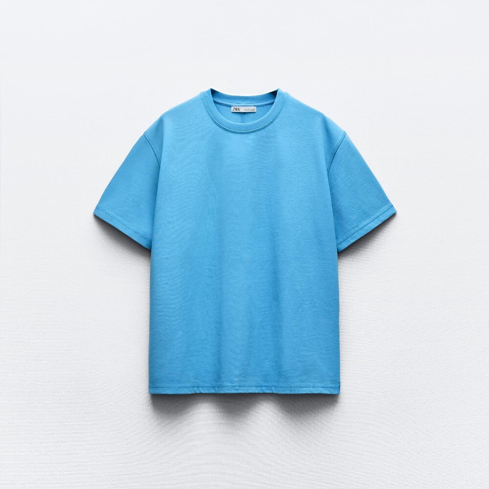 

Футболка Zara Heavy Weight Cotton, голубой