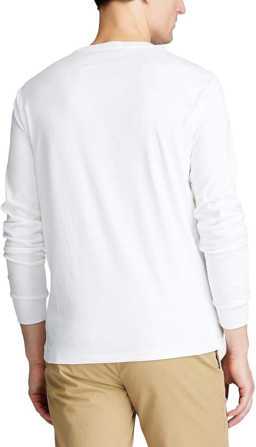POLO RALPH LAUREN Мужская футболка с длинным рукавом Classic Fit Soft Touch, (Soft Touch) White — фото 4