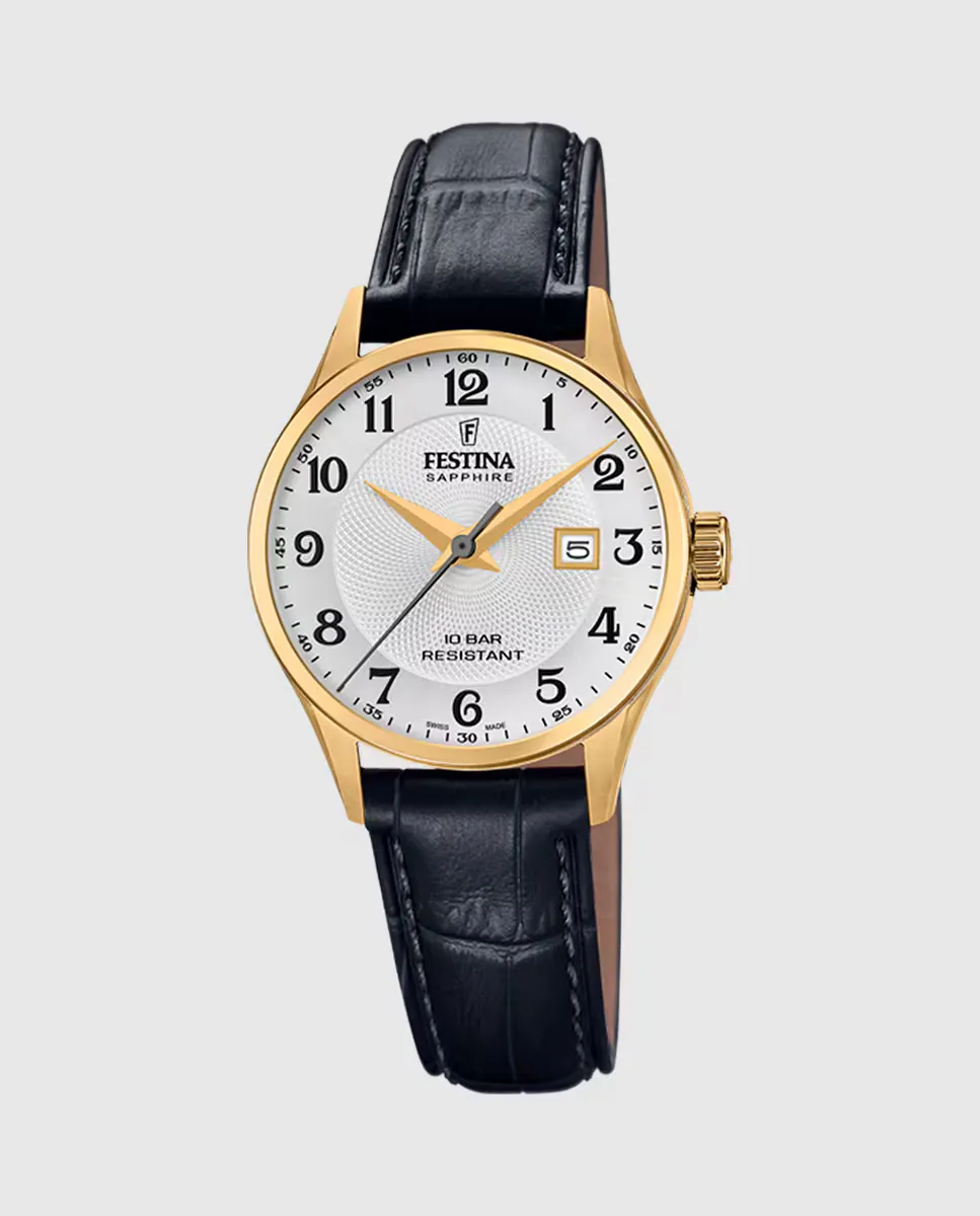 

F20011/5 Женские часы из черной кожи Swiss Made Festina, черный