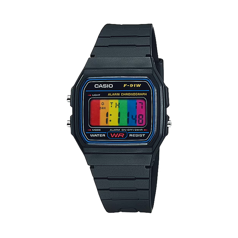 

Серия retrofit f 91w кварцевый механизм ремешок из смолы унисекс разноцветный циферблат CASIO