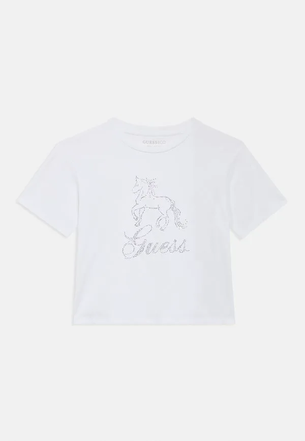 Детская футболка свободного кроя с принтом Guess, Pure White