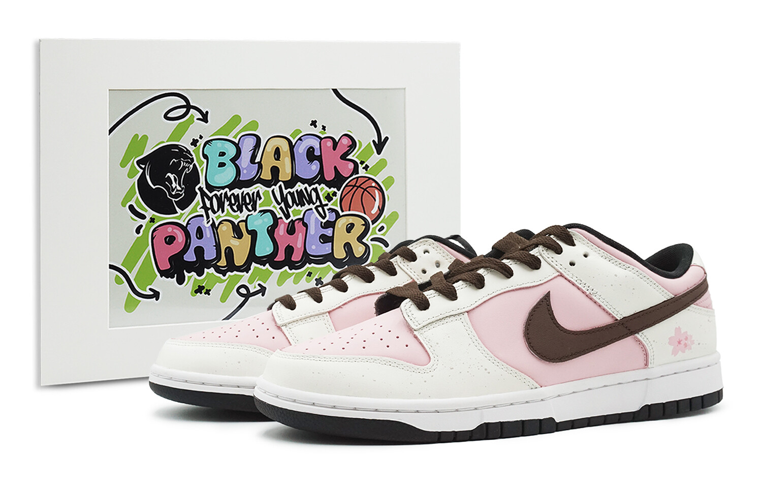 

Кроссовки Nike Dunk Skateboarding Shoes Women's Low-top White/pink/brown, белый