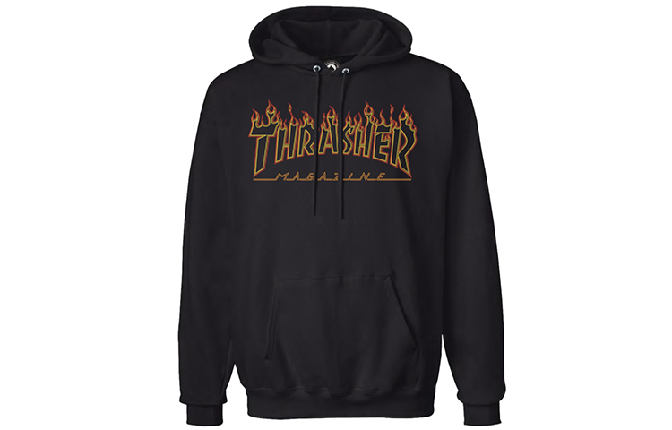 

Толстовка с капюшоном зимняя японская версия унисекс черная Thrasher