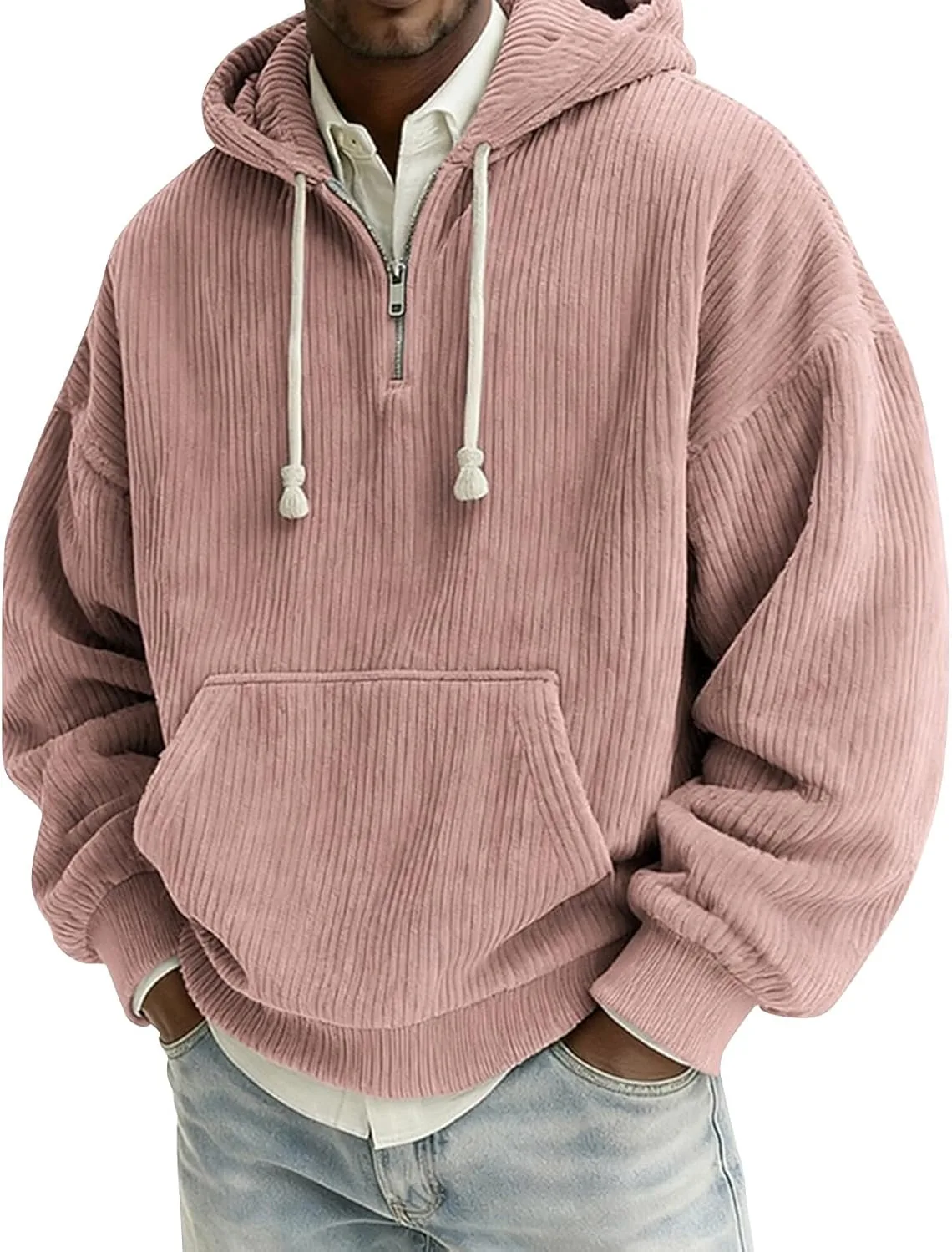 

Толстовка с капюшоном Quarter Zip Pullover Men, вязаная, оверсайз