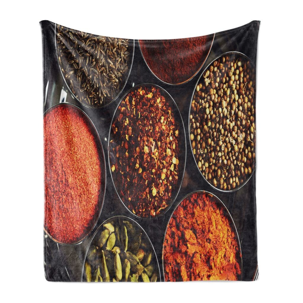 

ABAKUHAUS Seasoning Мягкое фланелевое флисовое одеяло, приправа для кулинарной добавки, уютный плюш для использования в помещении и на открытом воздухе, 125 x 175 см, разноцветный