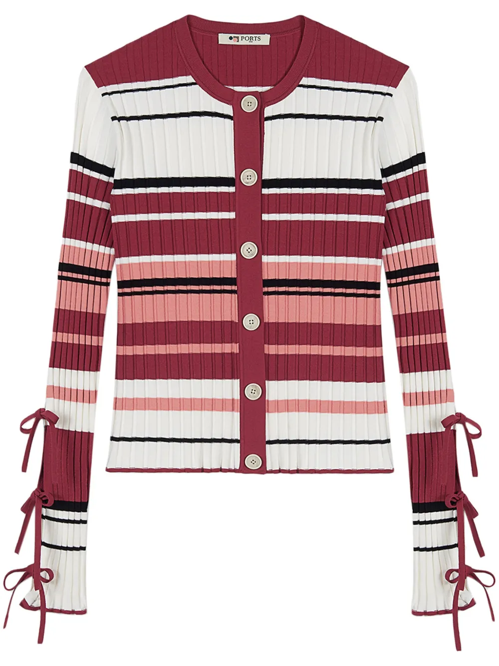 

Полосатый кардиган с бантом Ports 1961, красный