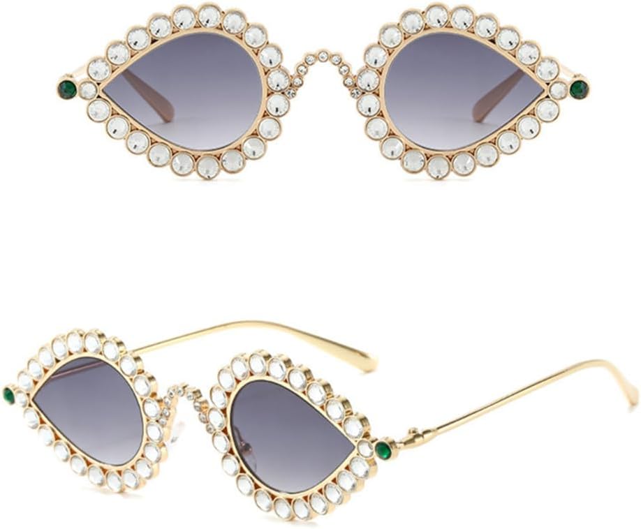 

Солнцезащитные очки «кошачий глаз» для женщин, винтажные, металлические, панк, мужские, с кристаллами, ретро, ​​стразами, очки с защитой от УФ-излучения UV400 LANGSER, Gold Gray