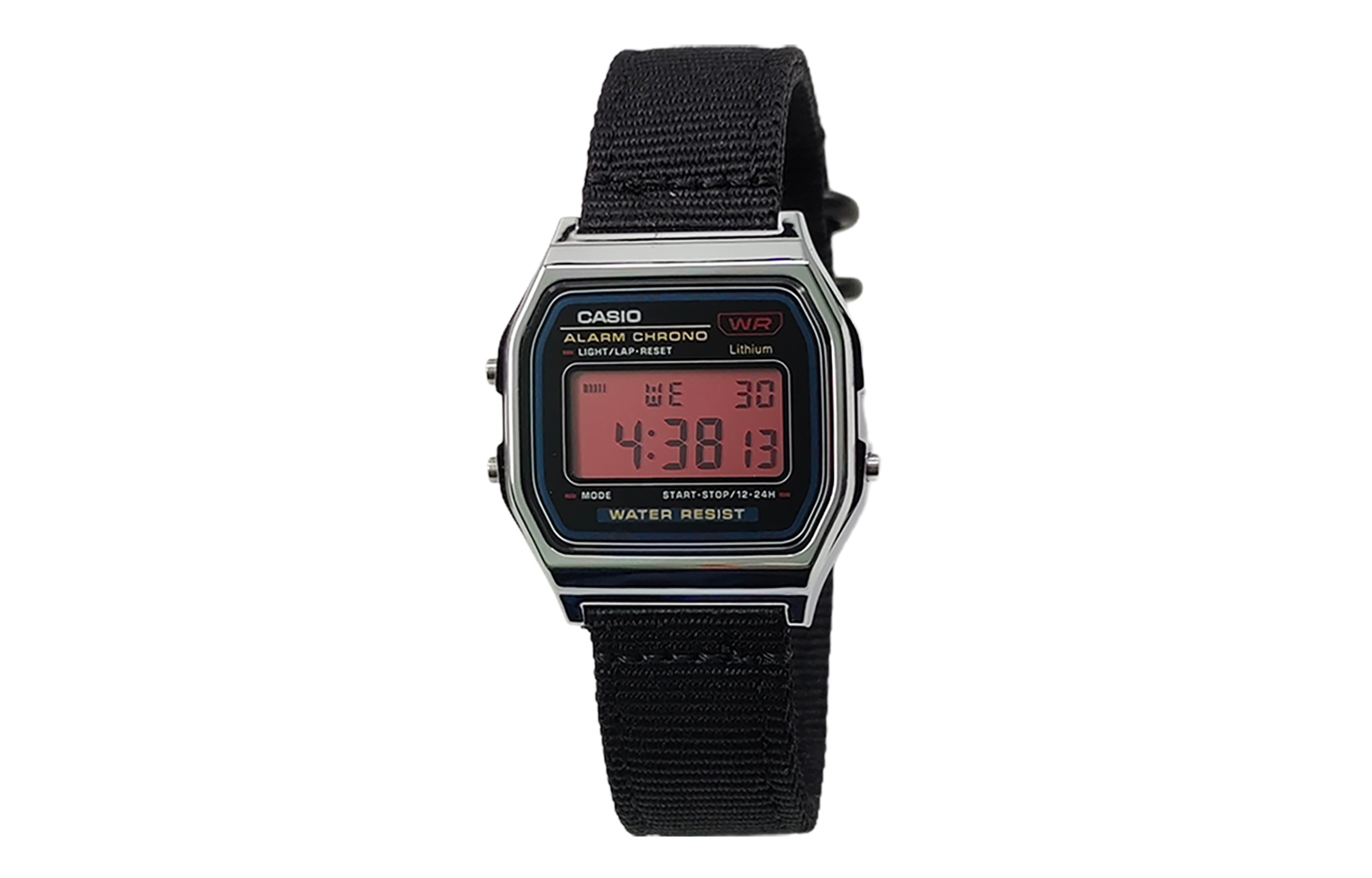 

CASIO Мужские часы Retrofit Series с кварцевым механизмом и нейлоновым ремешком, черный циферблат