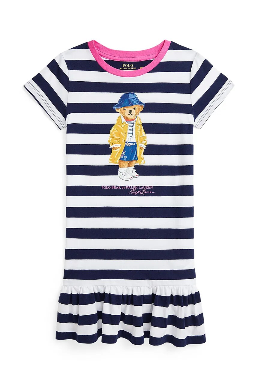 

Хлопковое платье дети Polo Ralph Lauren, темно-синий