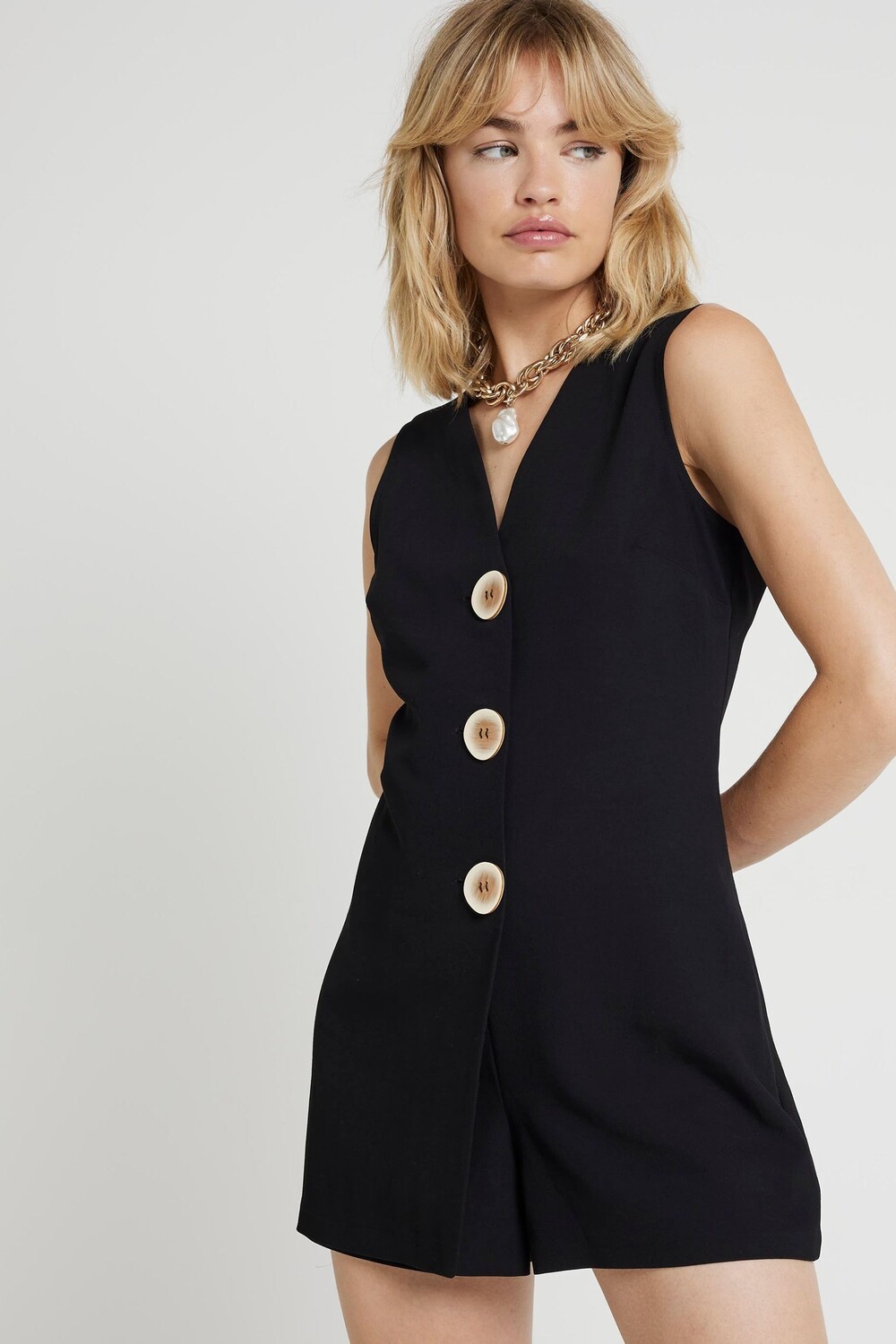 

Комбинезон на пуговицах River Island, черный
