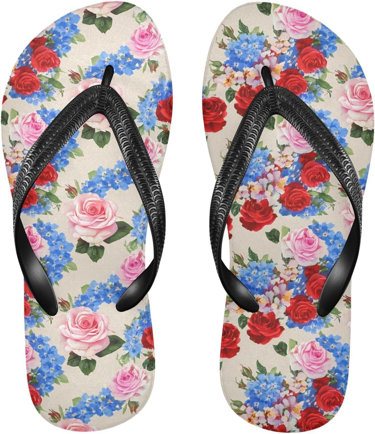 

Вьетнамки Delphinium Floral бежевые с цветочным принтом, пляжные, для душа, резиновые, нескользящие, летние тапочки для женщин и мужчин Sinestour