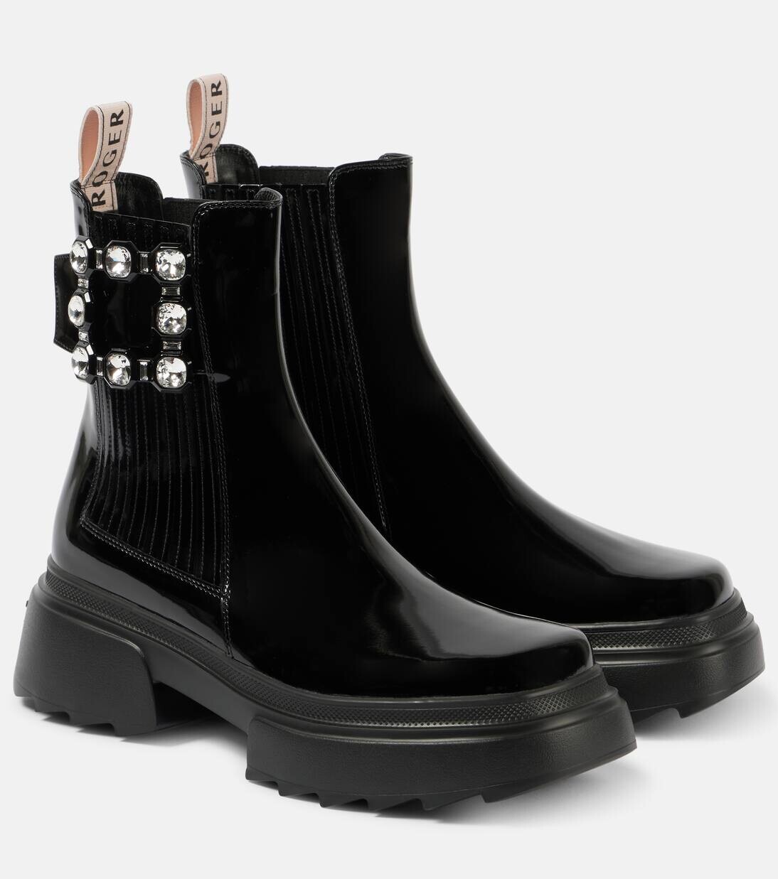 Ботинки «Челси» из лакированной кожи Wallaviv Roger Vivier, черный