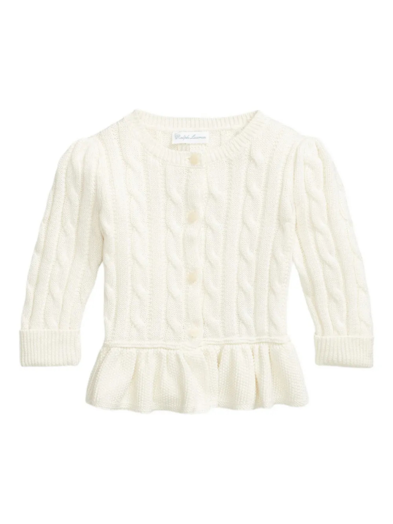 

POLO RALPH LAUREN KIDS кардиган с баской, вязаный косами, белый