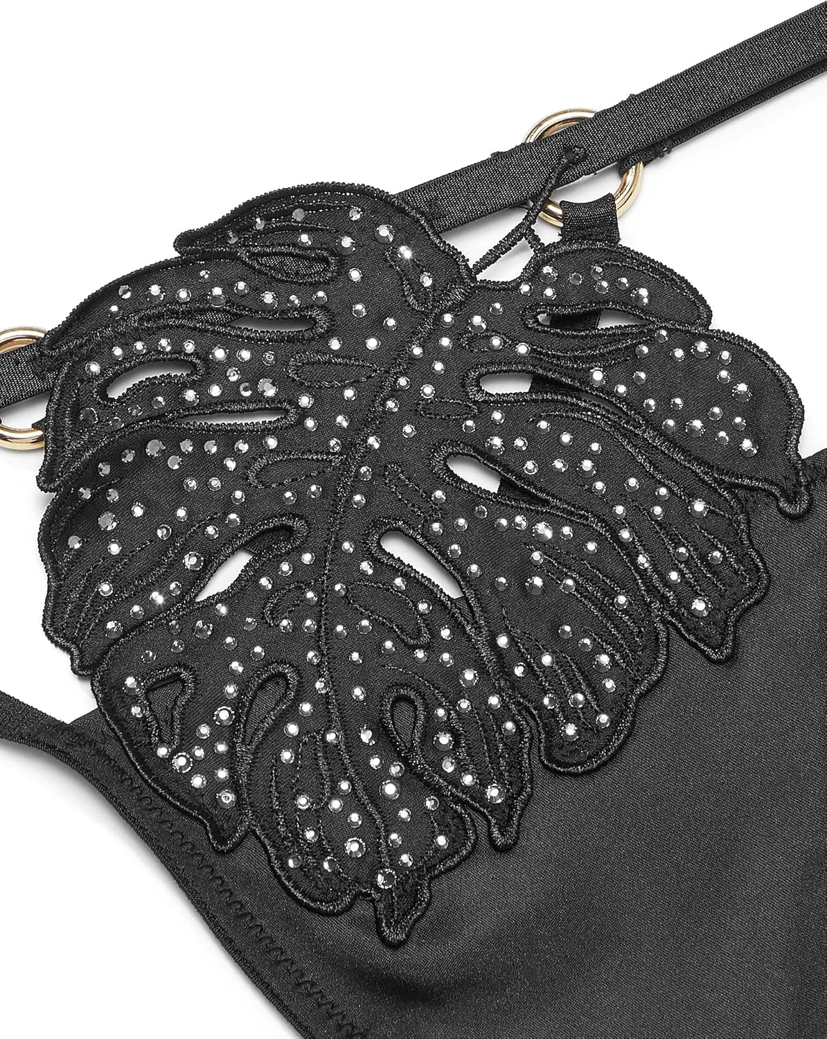 Трусики V-стринг Victoria's Secret Very Sexy Tropical Leaf Hardware, цвет Black — фото 2