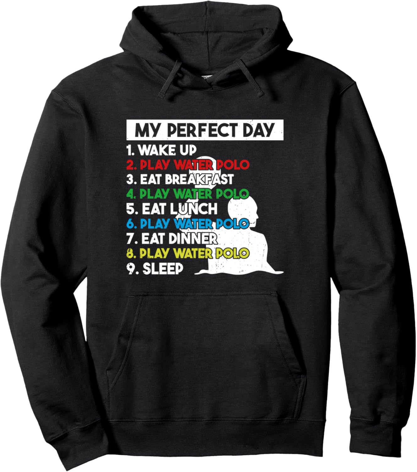 

Мой идеальный день в водном поло. План дня для игрока в водное поло. Худи для игрока в водное поло Waterpolo Game Waterpolo Lover, черный