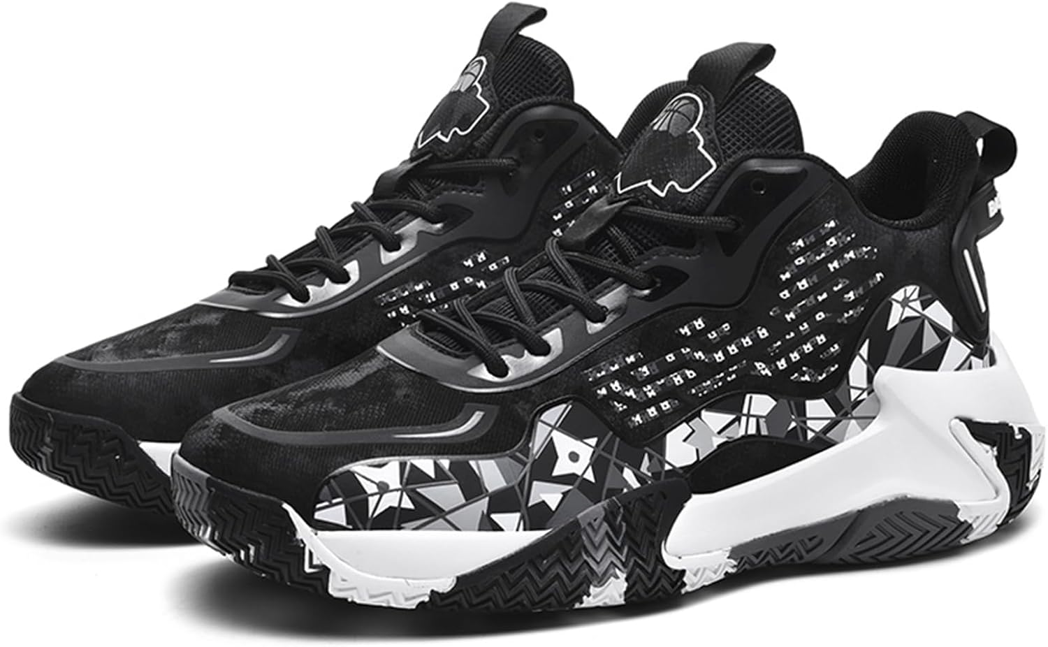 

Мужские дышащие кроссовки с круглым носком, граффити, на шнуровке, модные спортивные с толстой подошвой, амортизацией и замедлением, легкие высокие баскетбольные кроссовки, подходящие для уличного баскетбола, спортзала и тренажерного зала Qaoter...