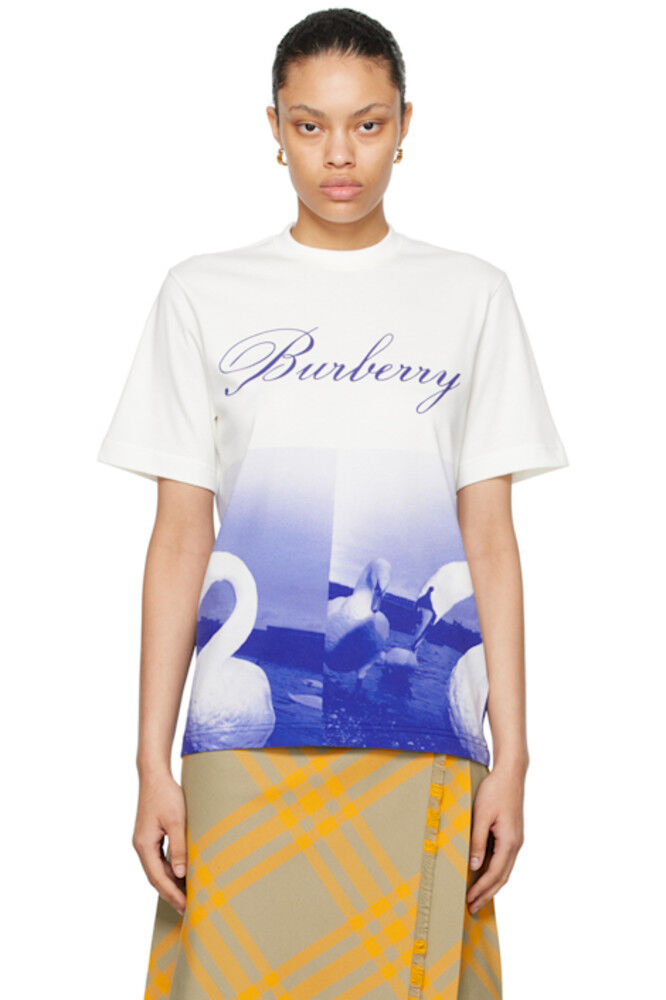 

Футболка с изображением белого и синего лебедя Burberry