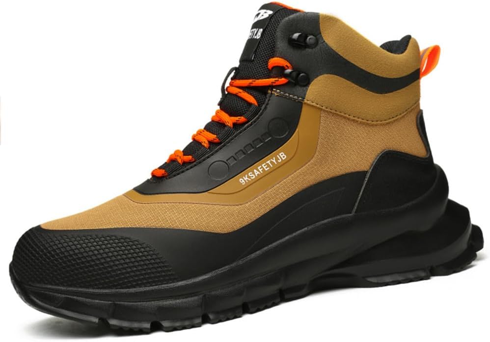 

Мужские ботинки KYOESCAI с стальным носком, удобные, легкие, противоскользящие, высокие, защитные, проколоустойчивые, неразрушимые строительные ботинки, желтый