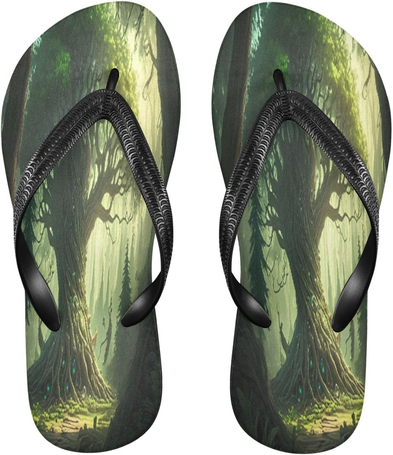 

Зеленые вьетнамки с рисунком древнего дерева, пляжные шлепанцы для душа, резиновые нескользящие летние тапочки для мужчин и женщин Sinestour