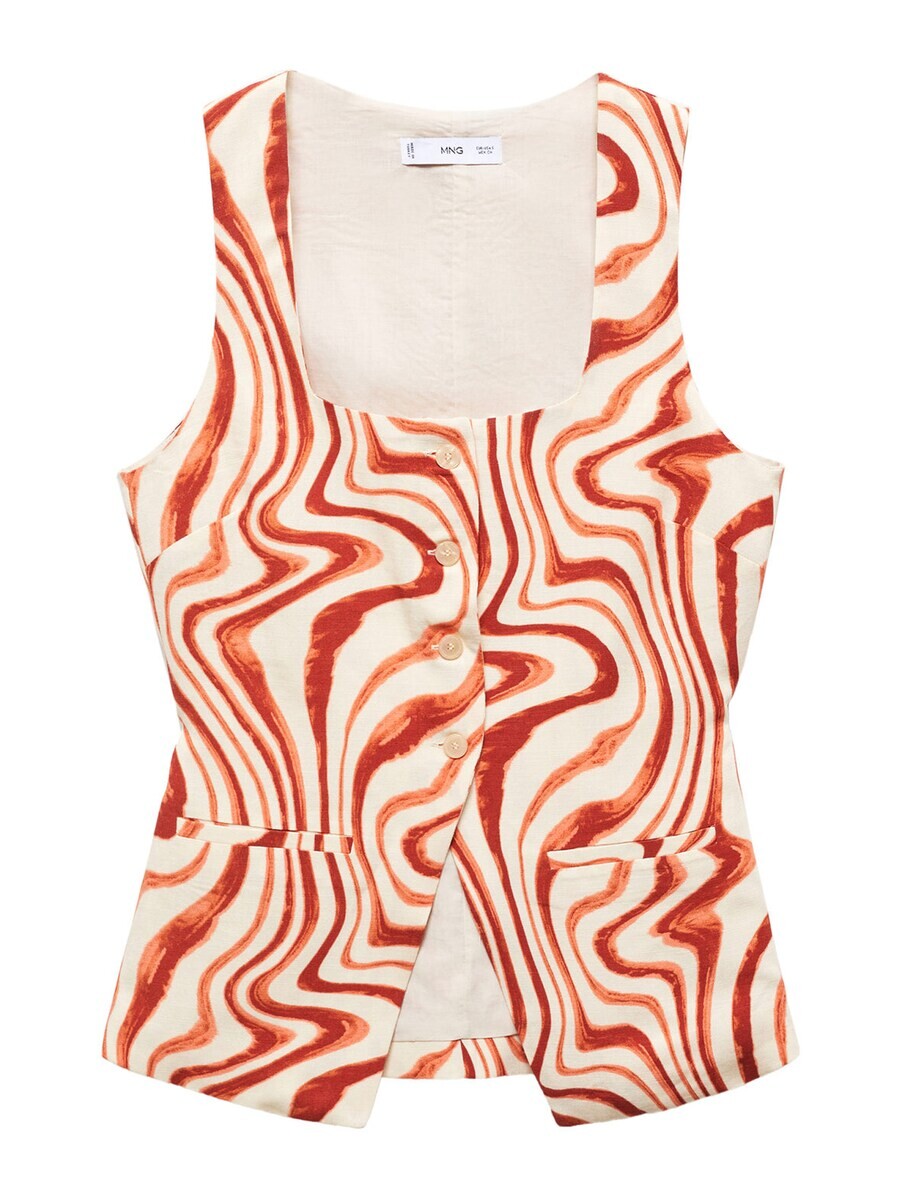 

Блуза MANGO Blouse Betty, цвет cream/orange/lobster