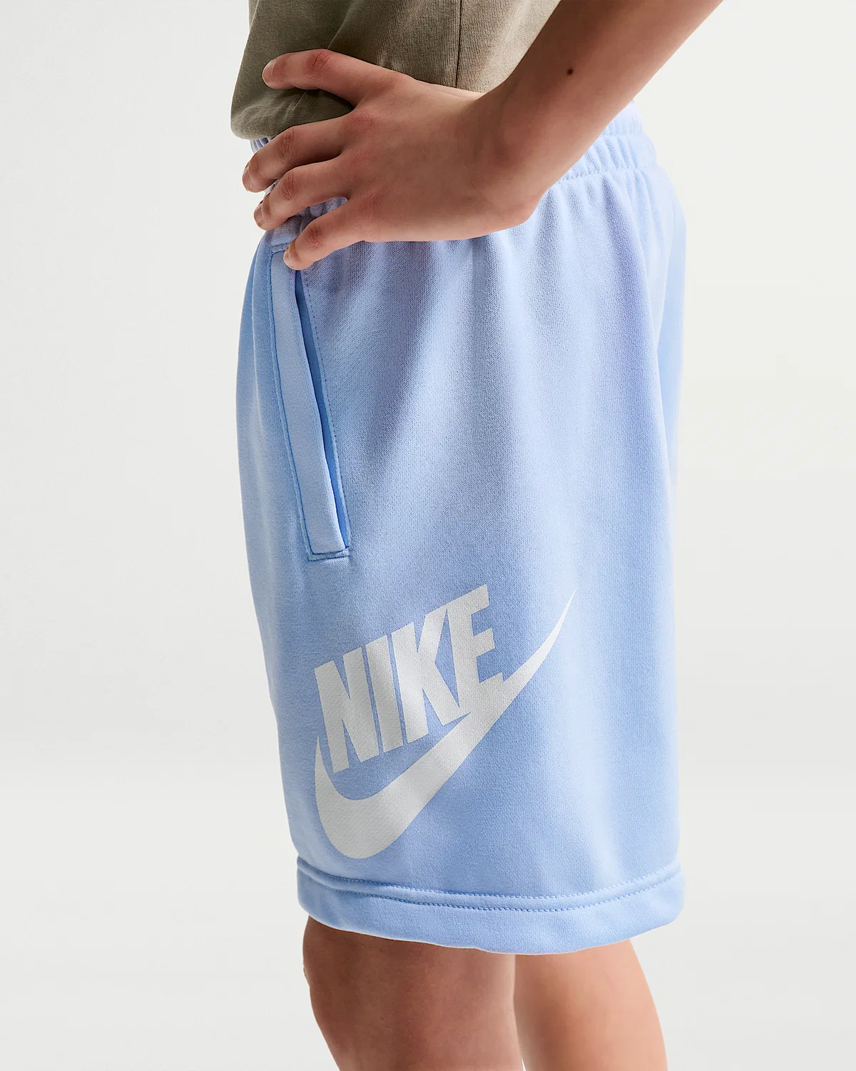 Детские шорты Nike Sportswear Club Fleece из французского флиса, Hydrogen Blue/White — фото 3