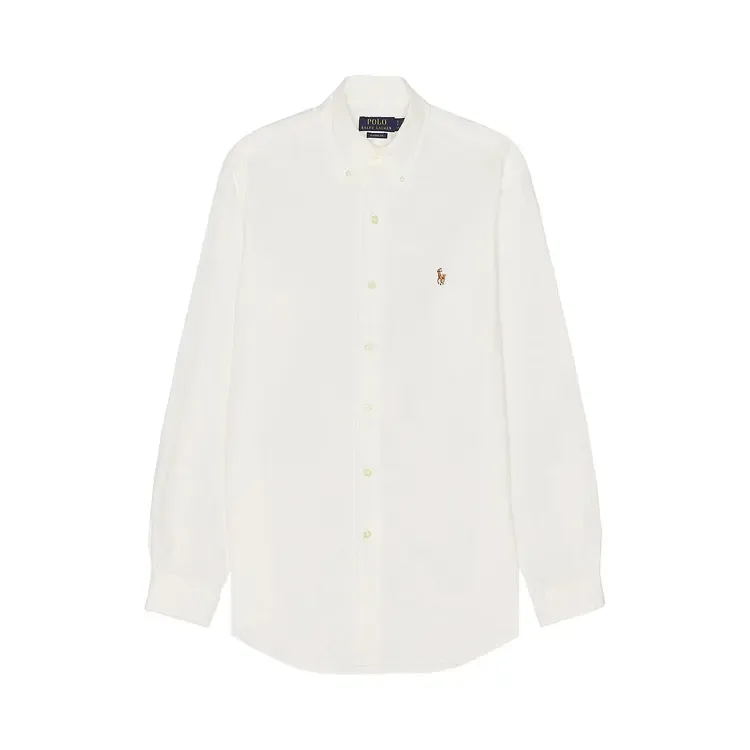 Спортивная рубашка с длинными рукавами из шамбре Polo Ralph Lauren, белая