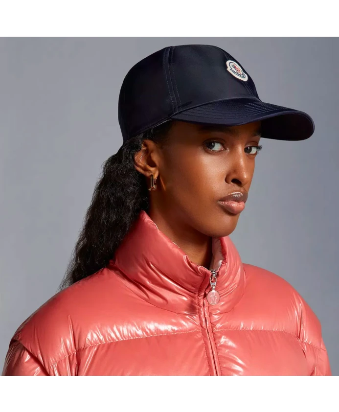Атласная бейсболка темно-синего цвета Moncler, синий — фото 2