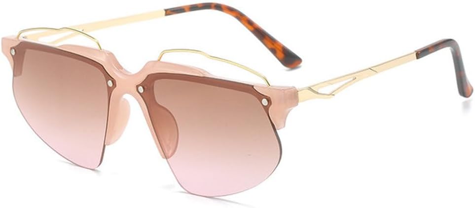 

Модные женские солнцезащитные очки без оправы в стиле панк, «кошачий глаз», ретро, ​​роскошные очки с защитой от УФ-излучения UV400, мужские спортивные очки для вождения TVTBBVV, Pink