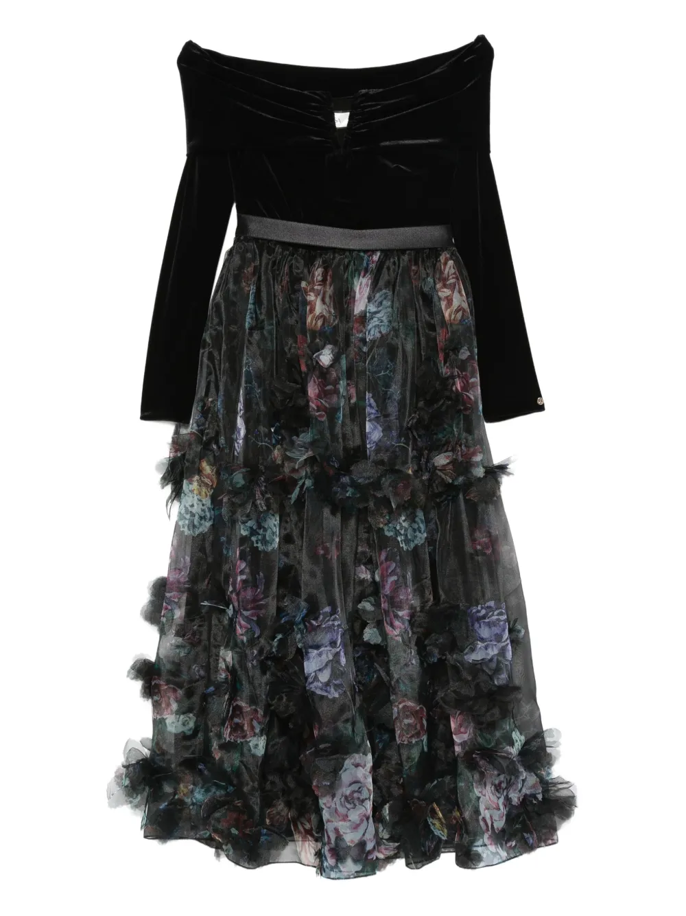 

Платье с открытыми плечами и оборками NISSA, черный