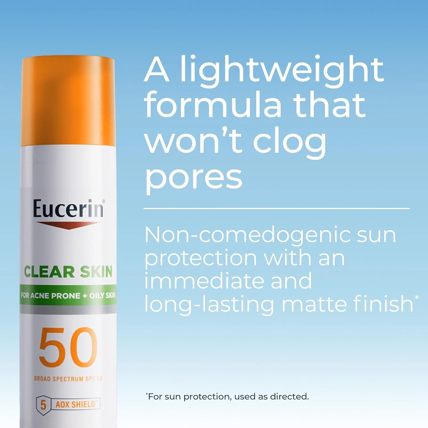 Солнцезащитный лосьон для лица SPF 50 Eucerin матирующий, 2.5 fl oz — фото 3
