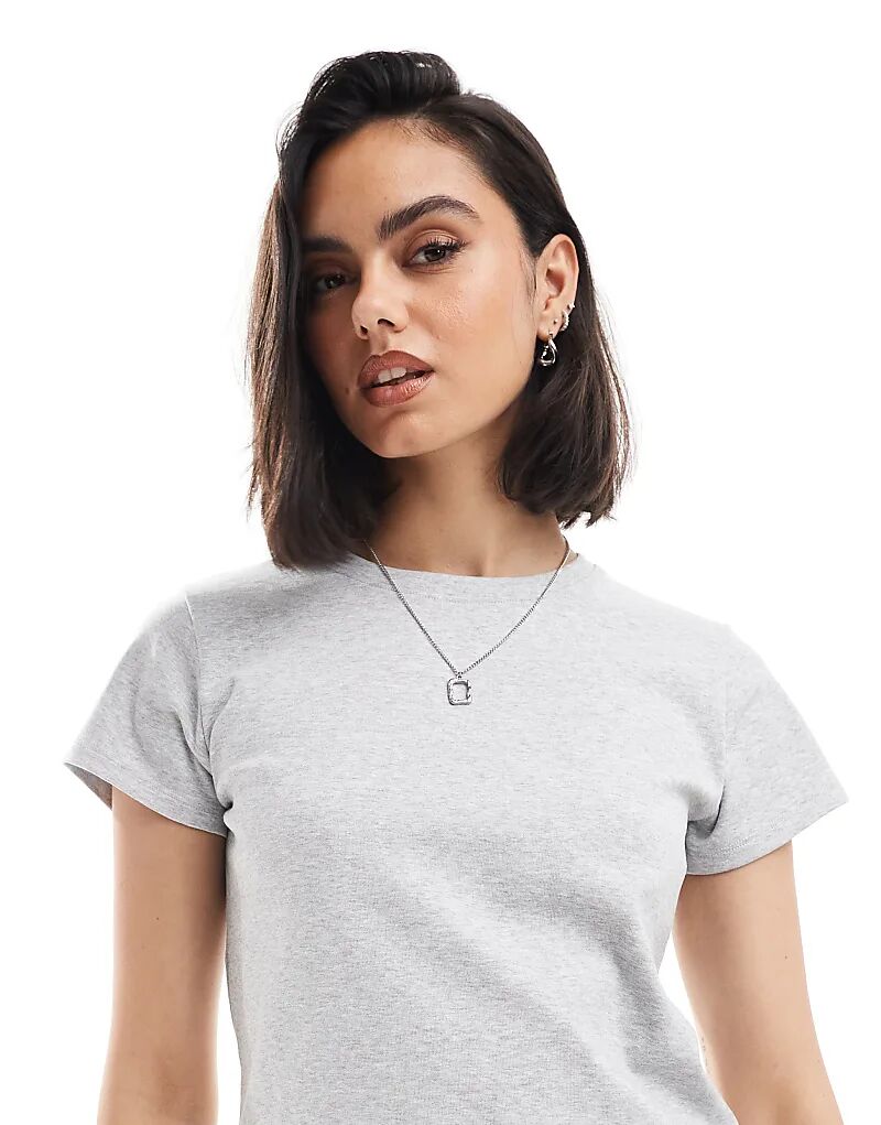

Футболка Cotton On облегающая детская 90-х серая Cotton:On